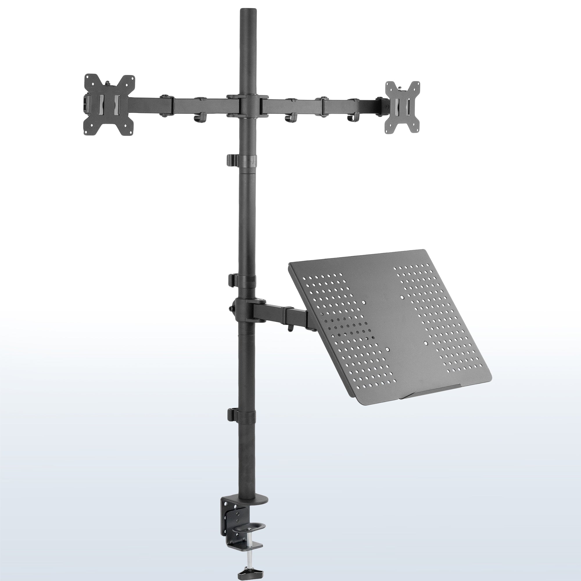 Dual Monitor Extra Tall Desk Mount and Laptop Holder with Universal VESA Compatibility