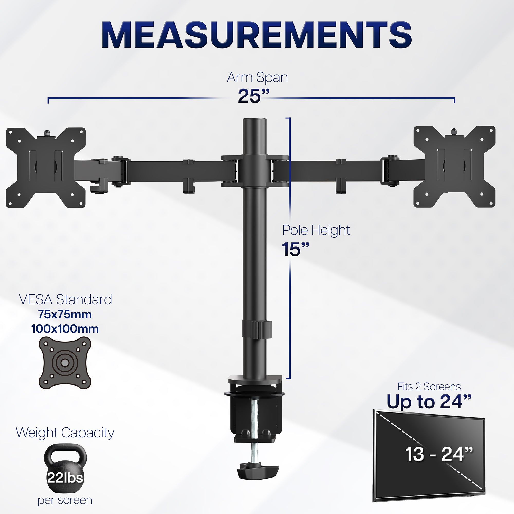Monitor stand with measurements on a white background