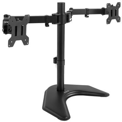 Enjoy ergonomic viewing angles with our freestanding dual monitor stand. 