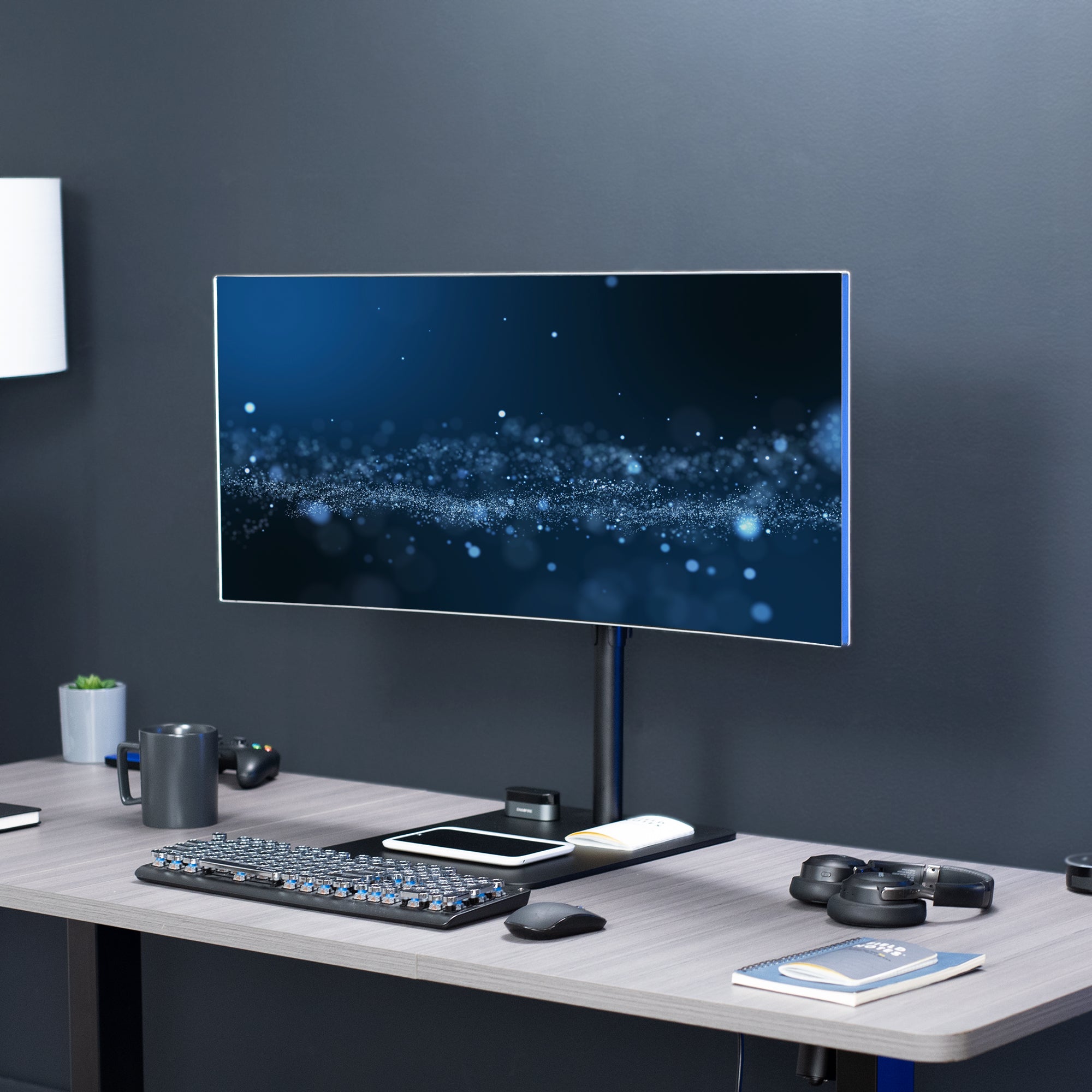 High capacity heavy-duty monitor stand for ultrawide screens.