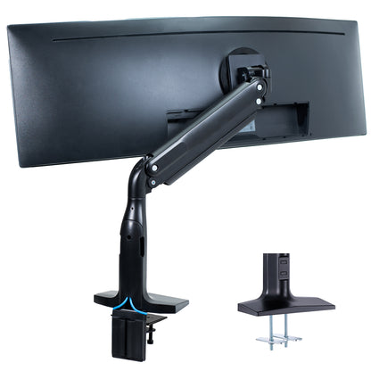 Pneumatic Arm Single Ultrawide Monitor Desk Mount - Up to 49" Screens