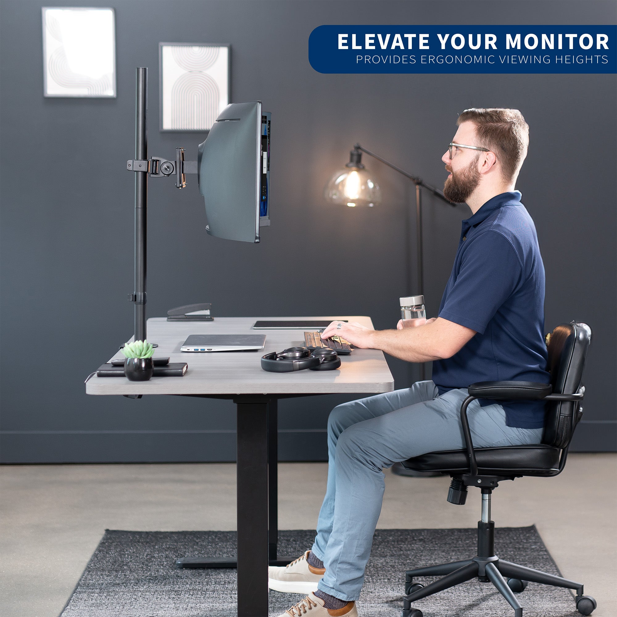 Single Ultrawide Monitor Extra Tall Desk Mount - Up to 49" Screens