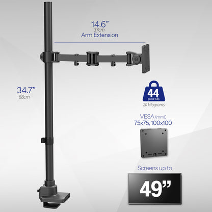 Single Ultrawide Monitor Extra Tall Desk Mount - Up to 49" Screens