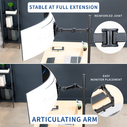 Single Ultrawide Monitor Extra Tall Desk Mount - Up to 49" Screens