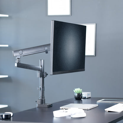 Pneumatic Arm Single Monitor Desk Mount with USB