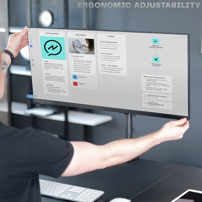 Pneumatic Arm Single Monitor Desk Mount with USB