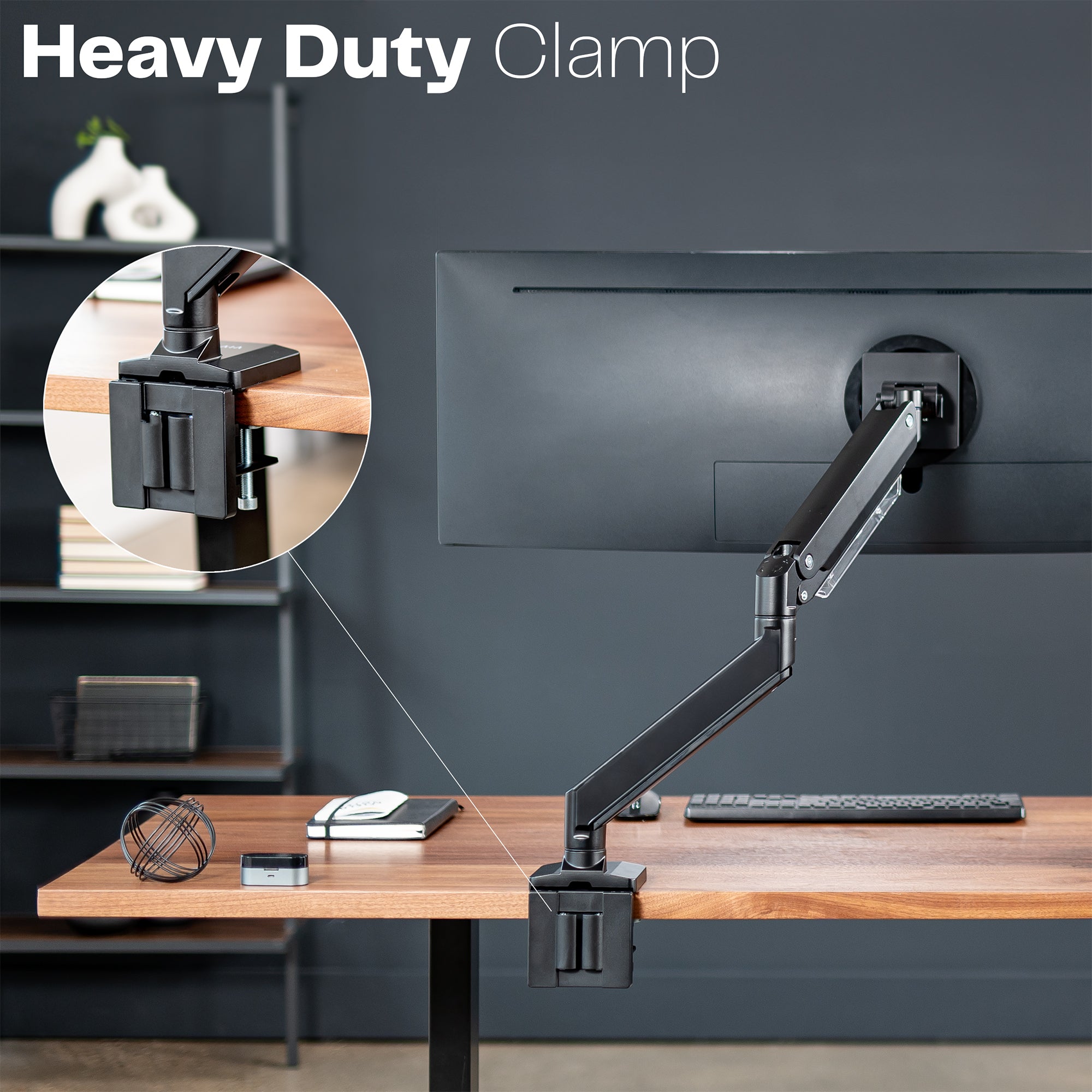 VIVO Premium Aluminum Heavy Duty Monitor Arm with 3.0 USB Ports