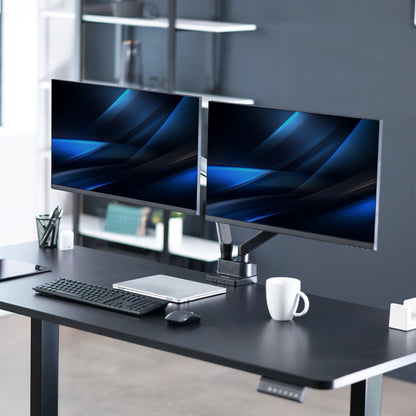 Pneumatic Arm Dual Monitor Desk Mount