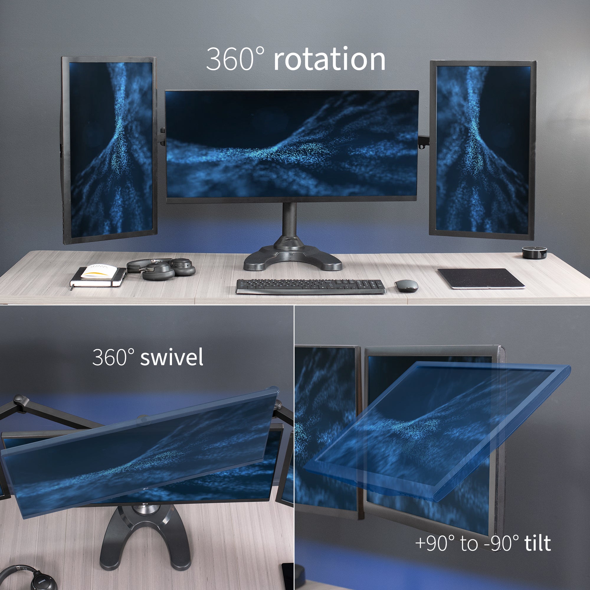 Triple 23" to 32" Monitor Desk Stand