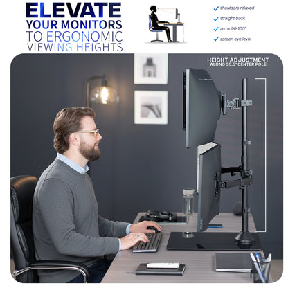 Triple Monitor Desk Stand (1 Ultrawide + 2 Standard) - Up to 49" Screens