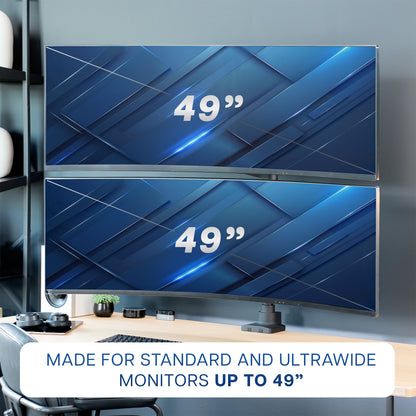 Pneumatic Arm Dual Ultrawide Monitor Extra Tall Desk Mount - Up to 49" Screens