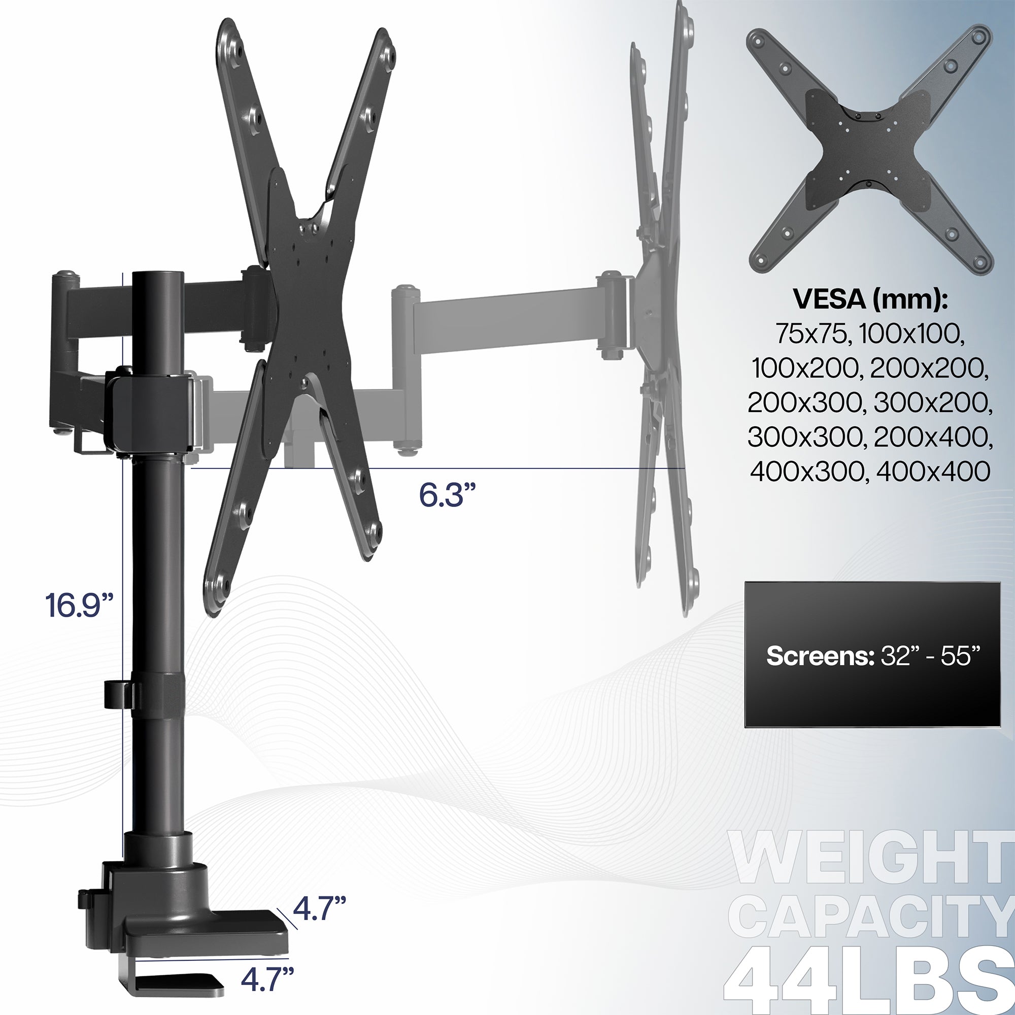 Articulating Arm Single TV Desk Mount