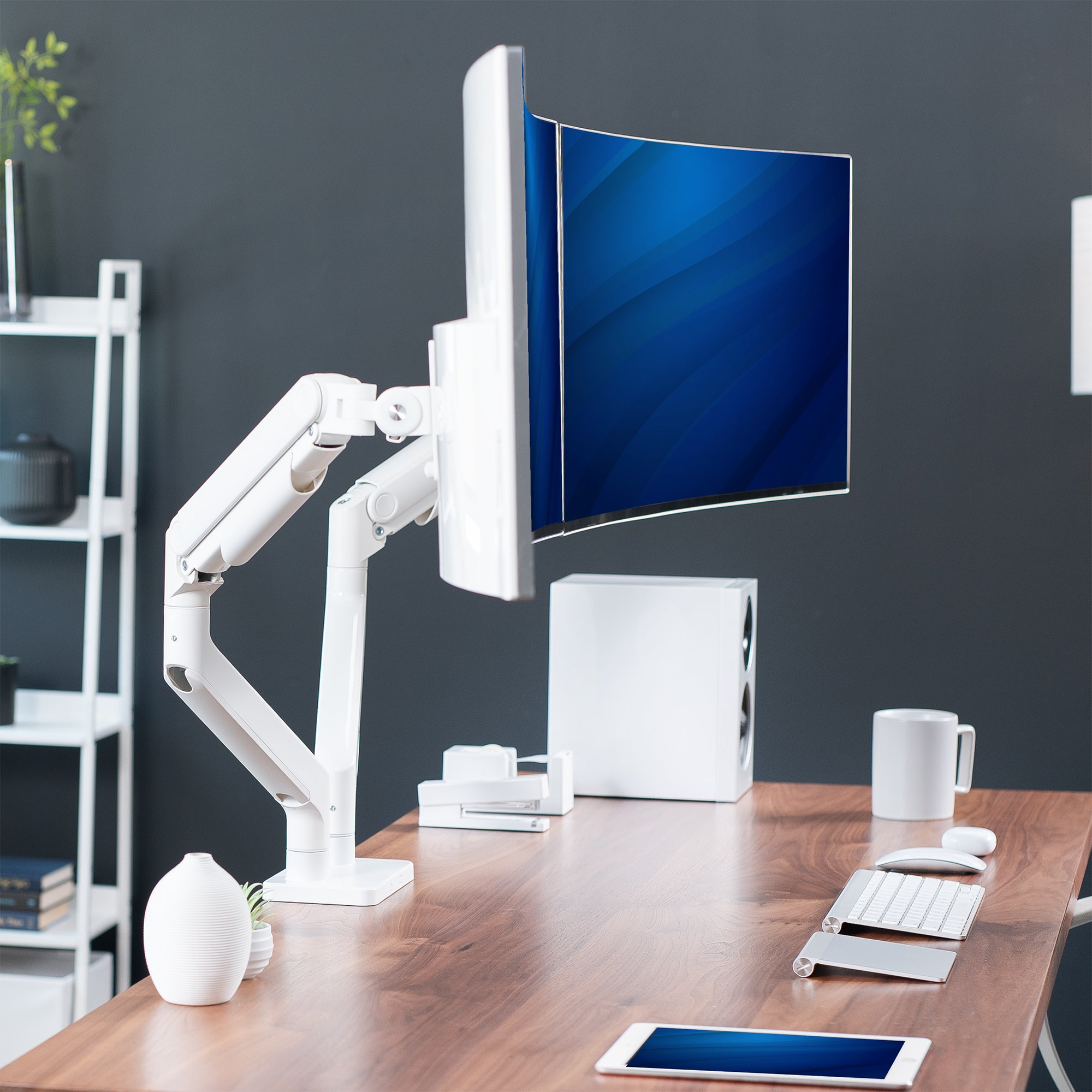 Mechanical Arm Dual Ultrawide Monitor Desk Mount - Up to 45" Screens