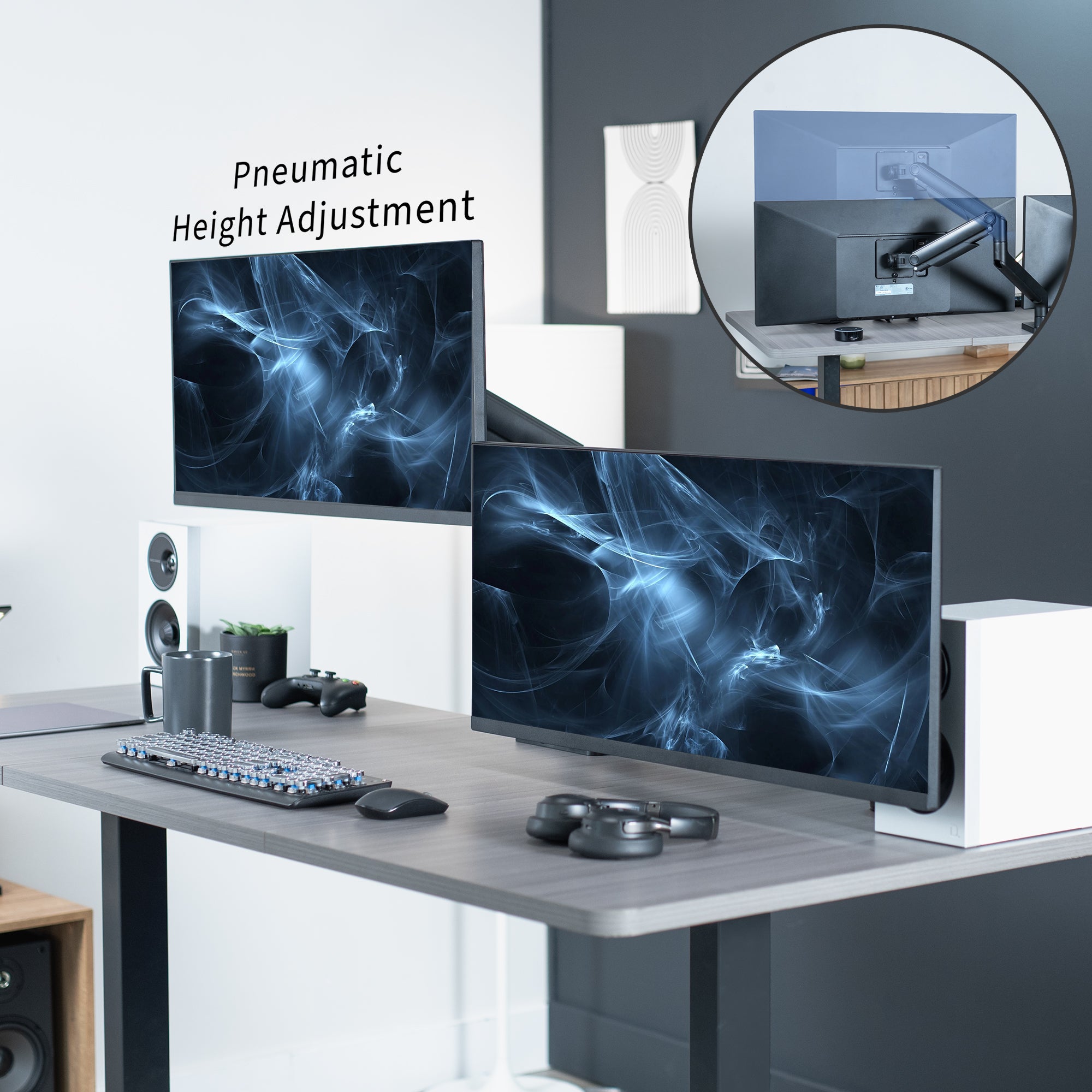 Mechanical Arm Dual Ultrawide Monitor Desk Mount - Up to 45" Screens