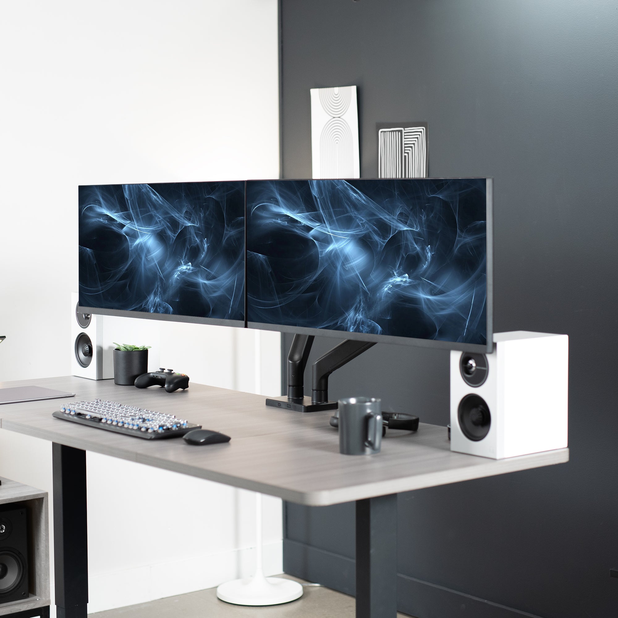 Mechanical Arm Dual Ultrawide Monitor Desk Mount - Up to 45" Screens