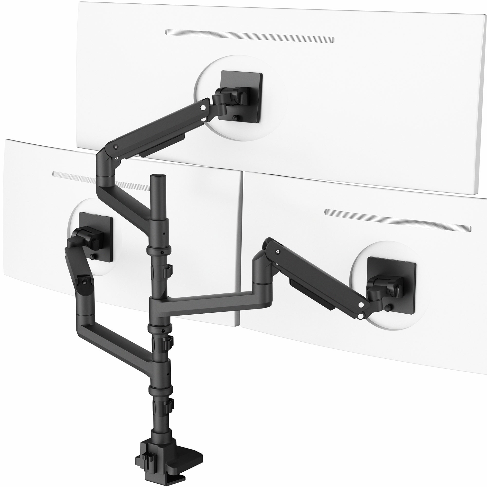 Pneumatic Arm Triple Ultrawide Monitor Extra Tall Desk Mount - Up to 49" Screens