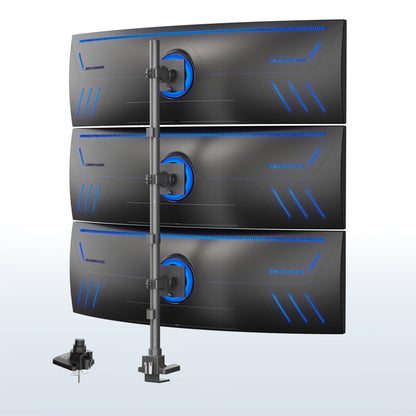 Triple Ultrawide Vertical Monitor Extra Tall Desk Mount - Up to 49" Screens