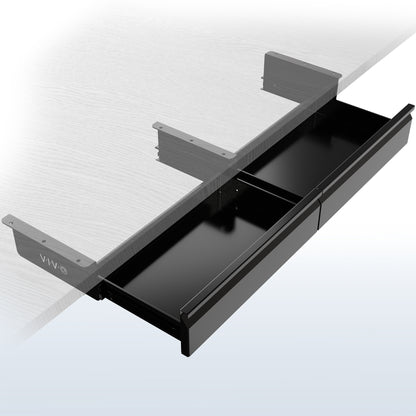 Black under-desk drawer extension with VIVO branding on a white background