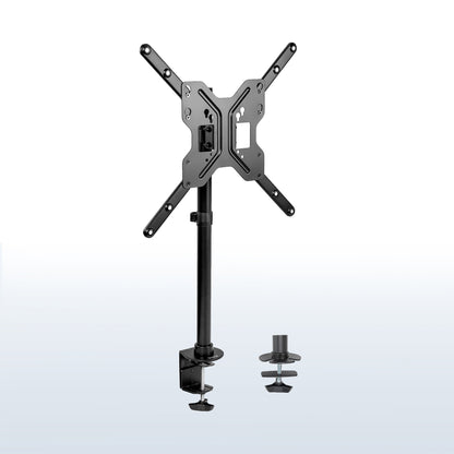 Sturdy wide screen TV desk mount with height adjustment and articulation.