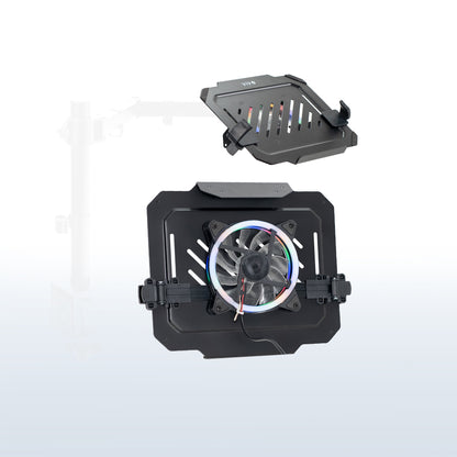 VESA compatible laptop tray with RGB fan adds colorful ambience.