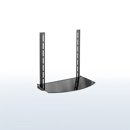 Sturdy over-under TV glass VESA attach shelf.