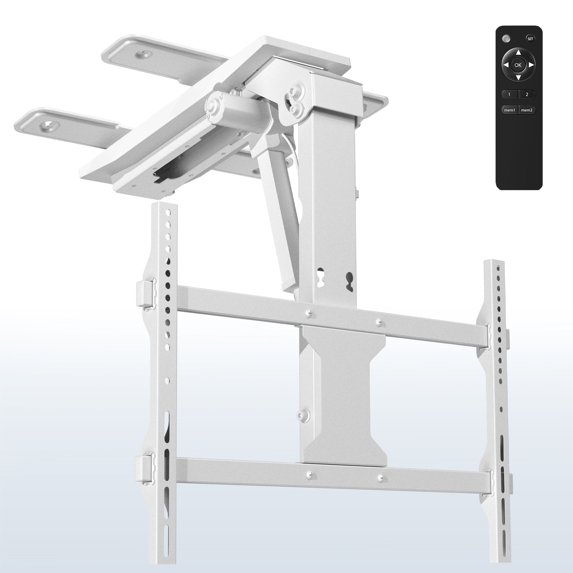 White Electric Flip Down Ceiling TV Mount