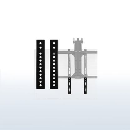 Vertical overhead VESA plate extender brackets.