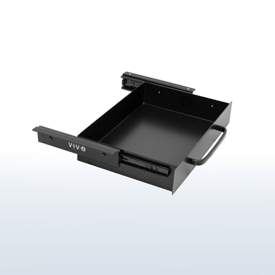 Low profile 13 inch under desk drawer with pull handle for convenient storage and organization.