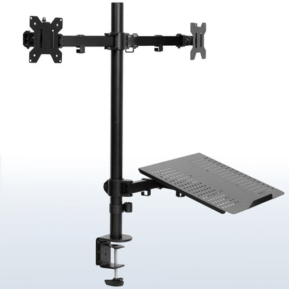 Dual Monitor Desk Mount and Laptop Holder with Universal VESA Compatibility