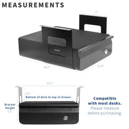 Secure Under Desk Mounted Pull-Out Drawer