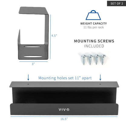 Dimensions and weight capacity with the included mounting screws.