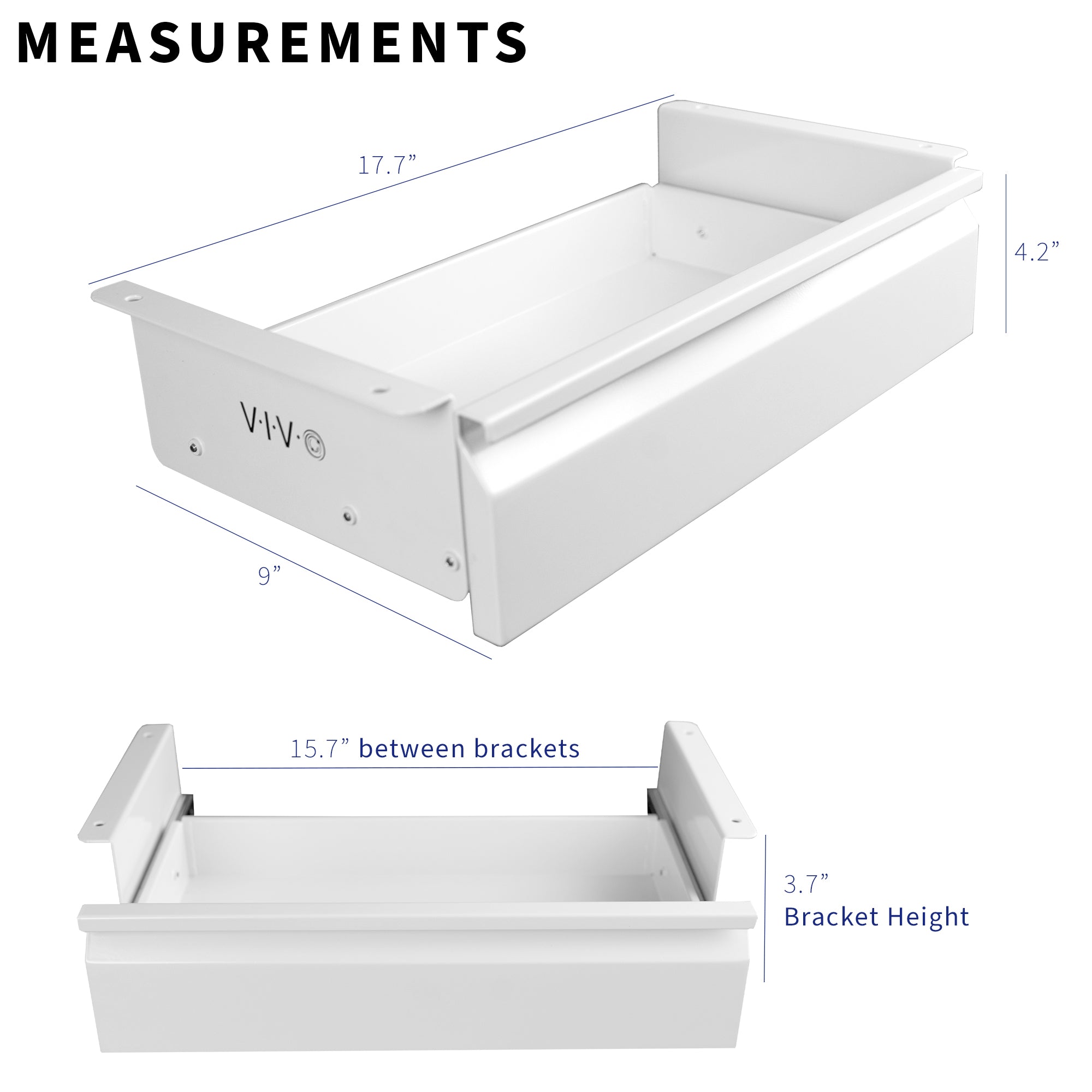 Desk Accessory Kit which includes a sturdy steel drawer for extra storage space, a large clamp-on keyboard tray for ergonomic typing angles, M8 caster wheels (x4) for smooth mobility, and cable management ties for organization.