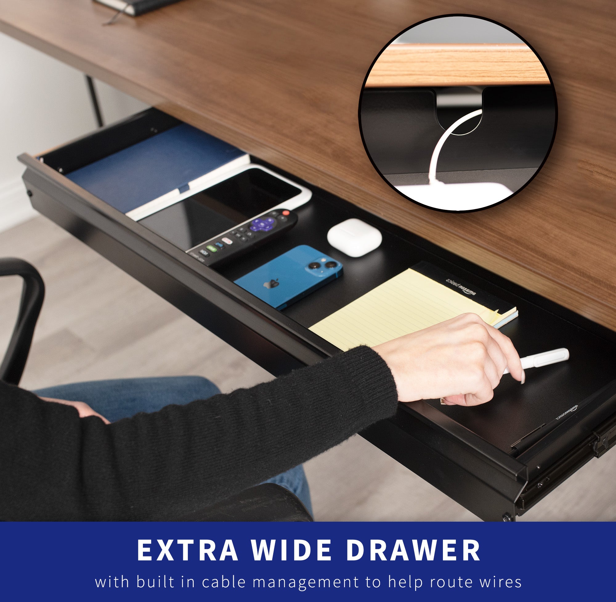 Store away desktop items for a clean and tidy workspace.