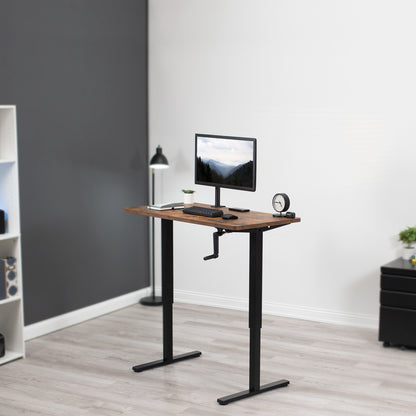 Rustic Manual Height Adjustable Desk