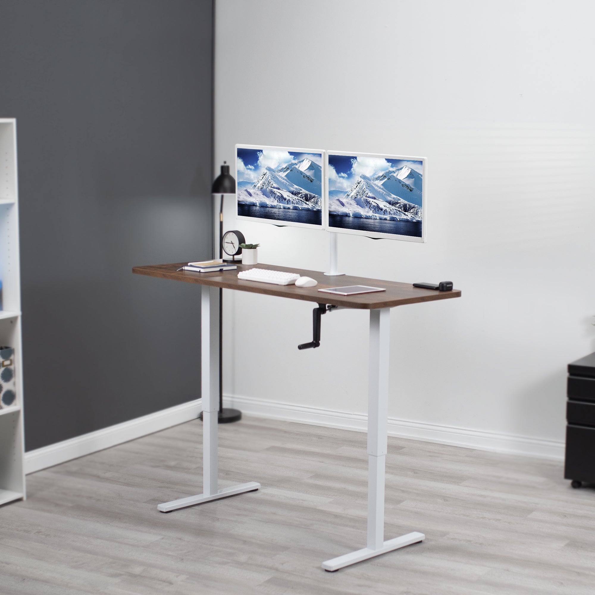 Rustic Manual Height Adjustable Desk