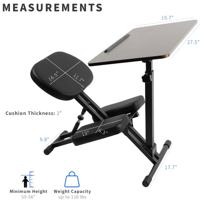 Solid kneeling chair desk with comfortable cushion.