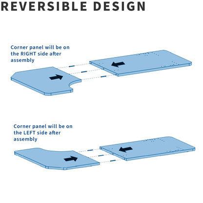 Sturdy corner desktop table top with reversible design.