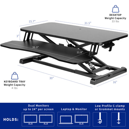 Sturdy height adjustable 2-tiered desk riser for ergonomic office workstation.