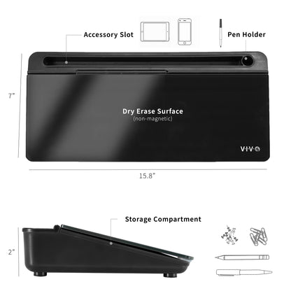 Convenient desktop whiteboard with storage drawers for organized workspace.