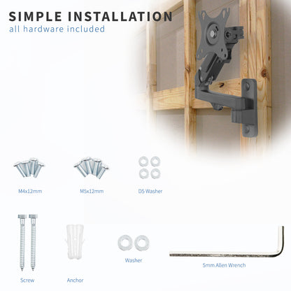 Sturdy ergonomic aluminum single monitor wall mount with hardware included.