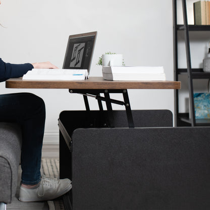 Transform your current coffee table into a rising-top coffee table.