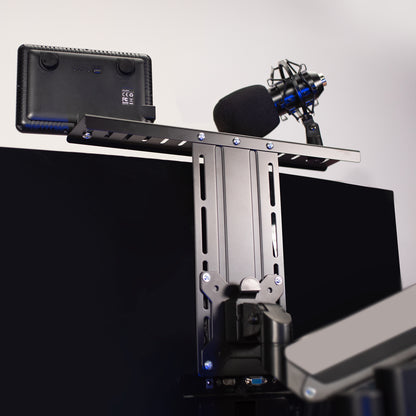 Sturdy efficient livestream accessory VESA shelf.