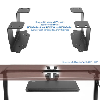 Extended mounting of under-desk keyboard tray modeled on a desk.