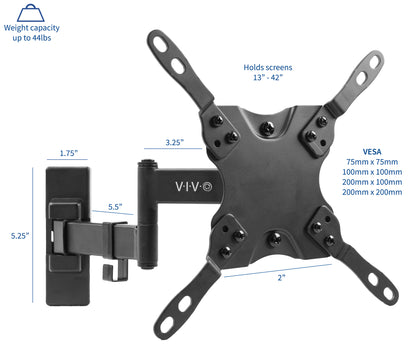 Sturdy adjustable TV wall mount with VESA pattern.