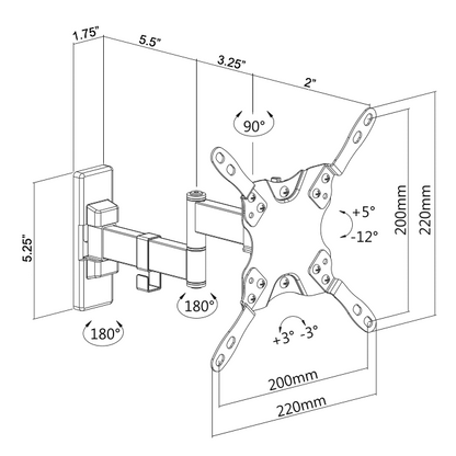 Full Motion Tilt Swivel TV Wall Mount VESA Bracket Stand Fits 13" to 42" Flat Screens