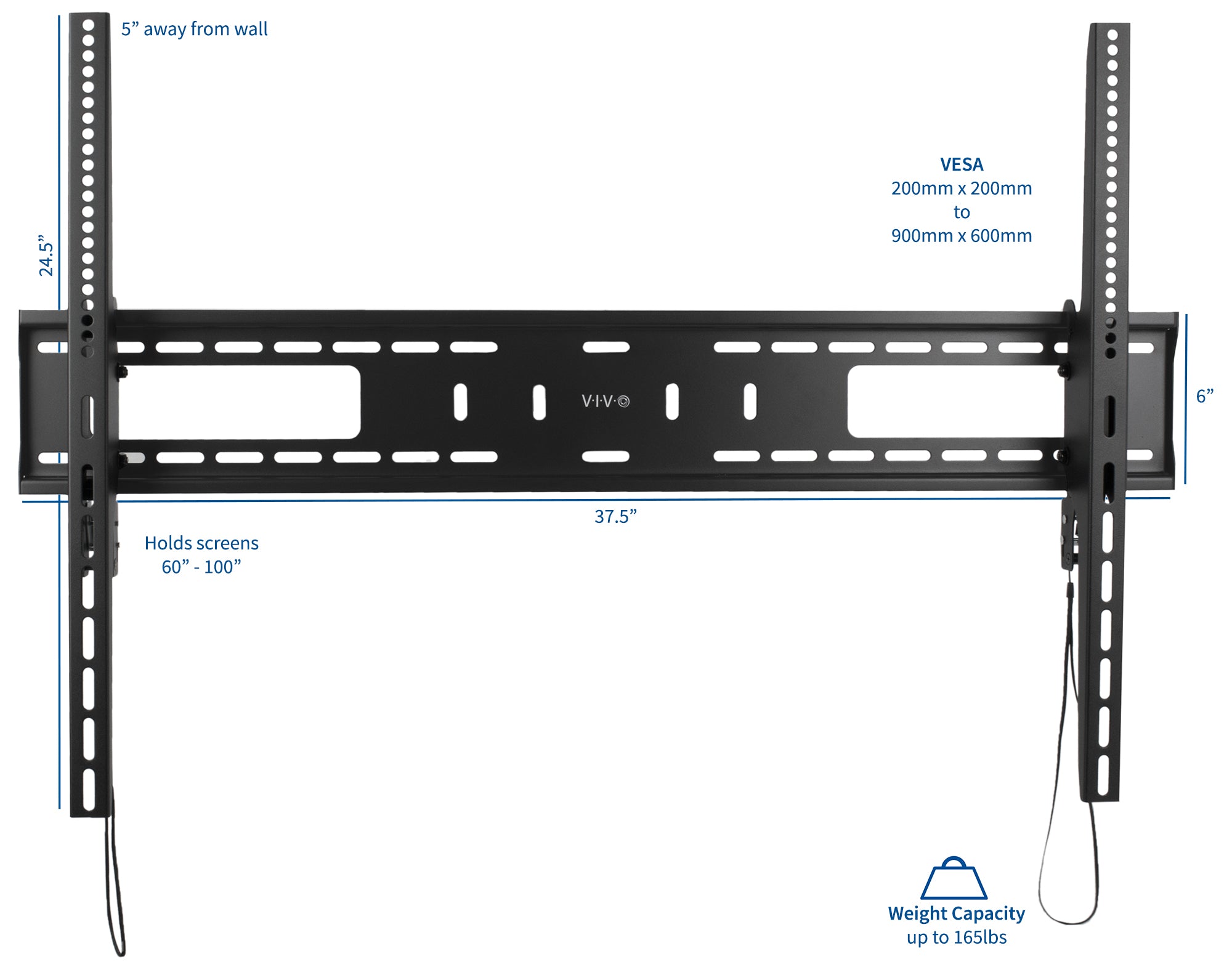 Sturdy adjustable TV wall mount with VESA pattern.