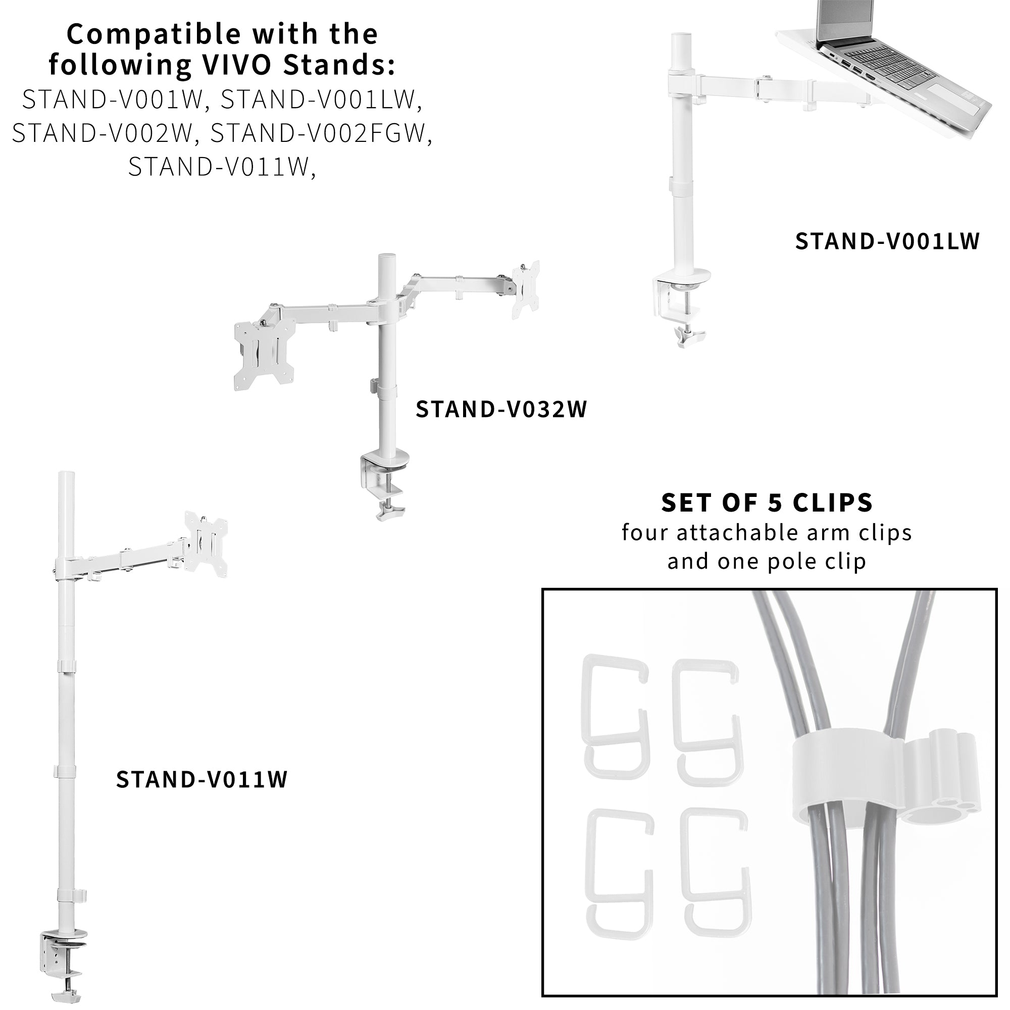 4" Cable Clip Kit for Monitor Stand allen wrench storage