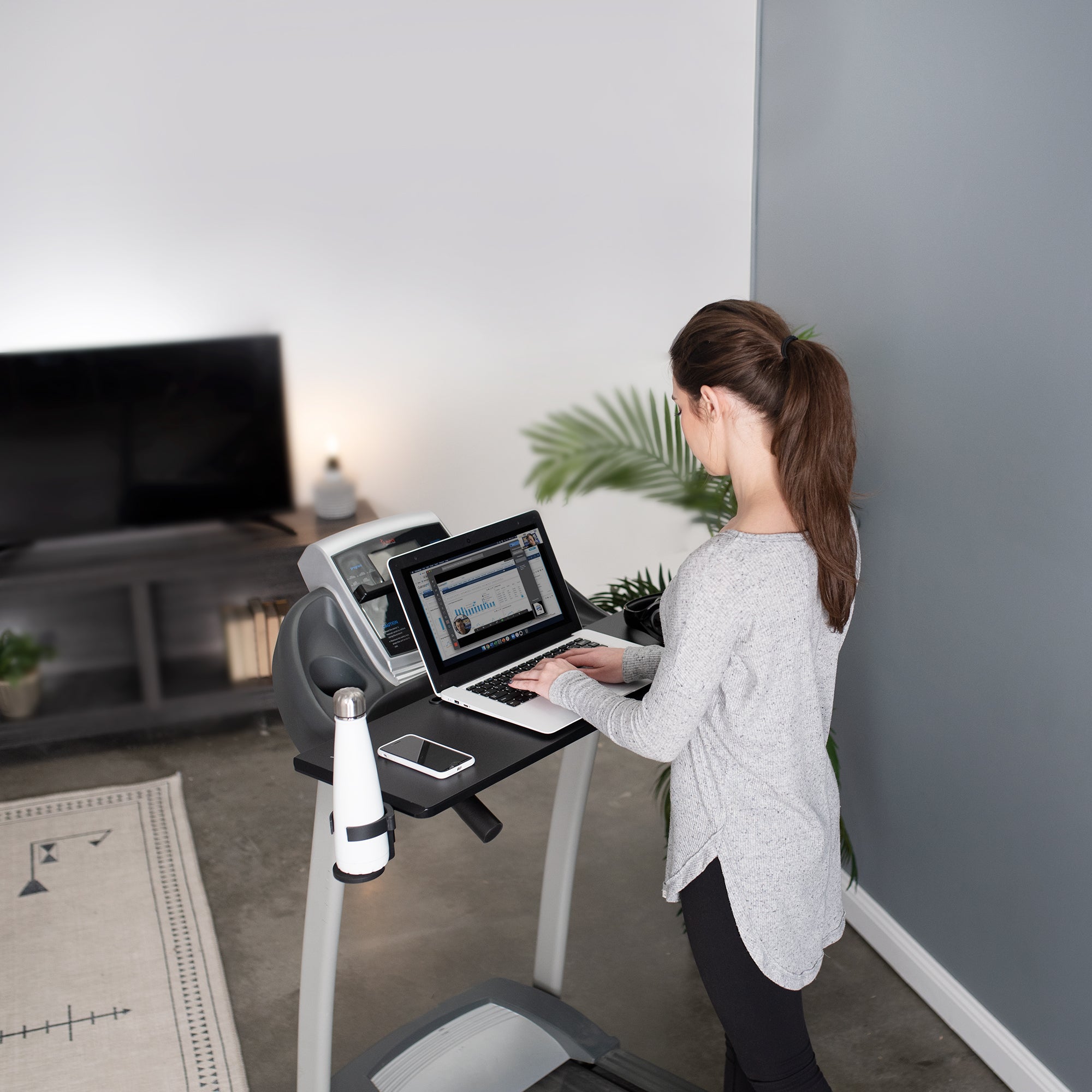 Universal Laptop Treadmill Desk Attachment with Cupholder and Tech Slot