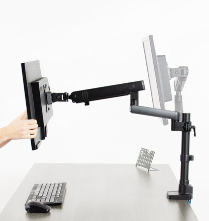 Pneumatic Arm Single Monitor Desk Mount with USB