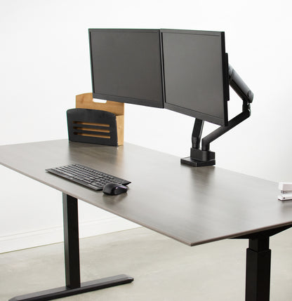 Pneumatic Arm Dual Monitor Desk Mount